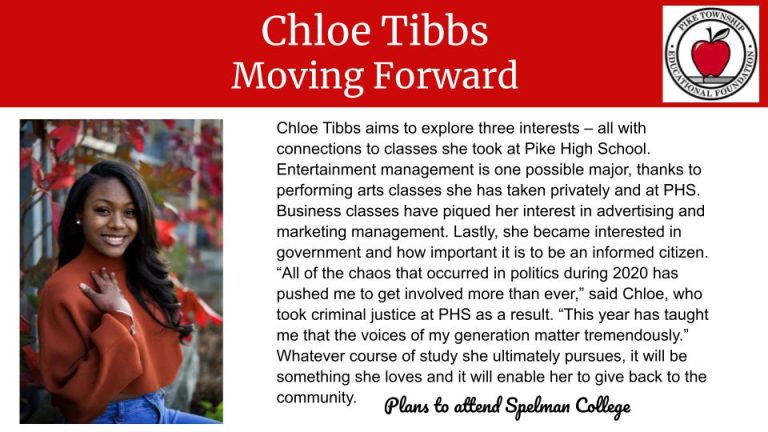 2021 Moving Forward scholarship recipient Tibbs