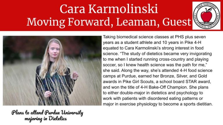 2021 PTEF scholarship recipient Karmolinski